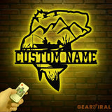 Custom Largemouth Bass Fishing Metal Sign with LED Light Fishing Name Sign Lake House Decor Fish Art Wall Sculpture