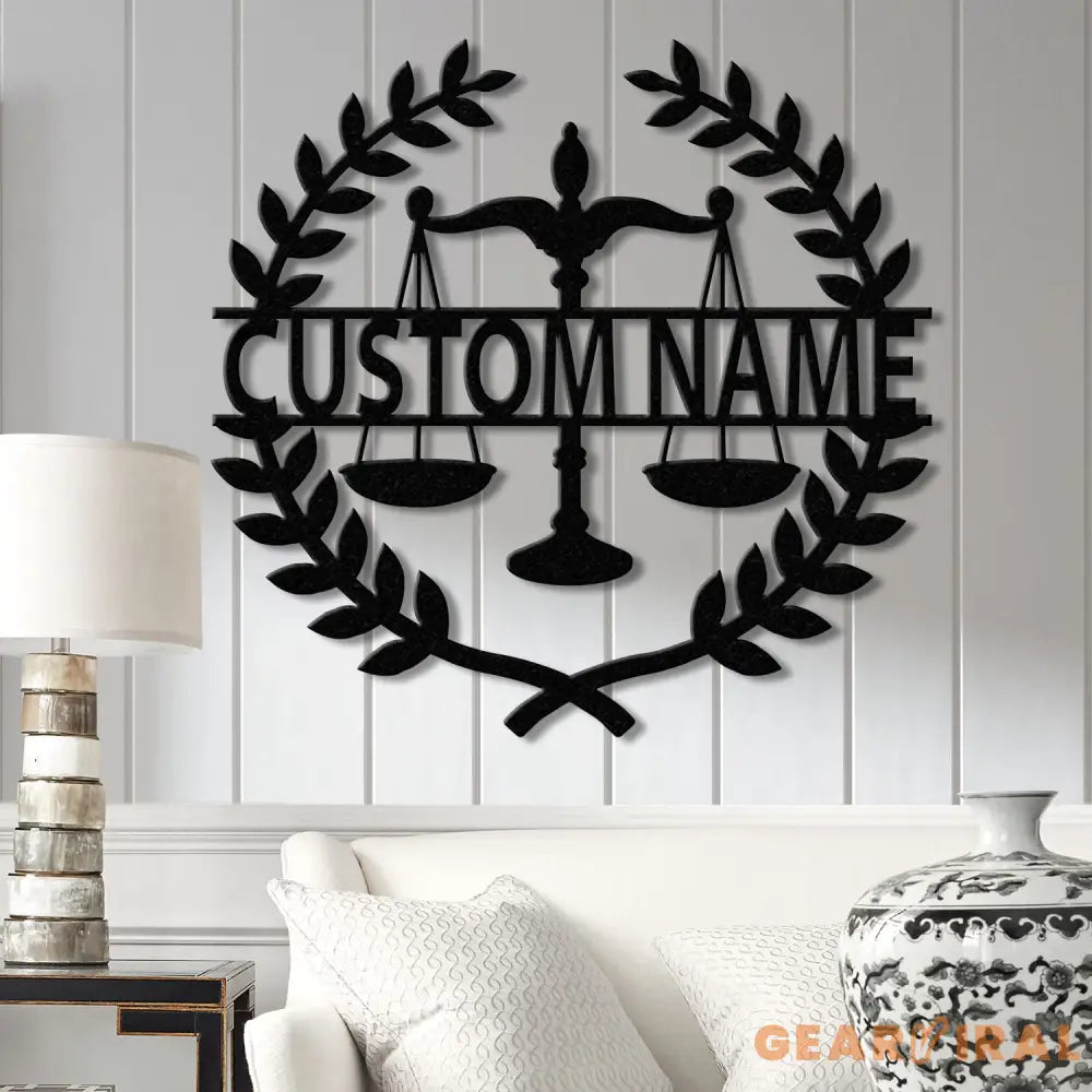 Custom Lawyer Metal Wall Art with LED Light - Attorney Sign & Scales of Justice Artwork - Law Office Decor - Lawyer