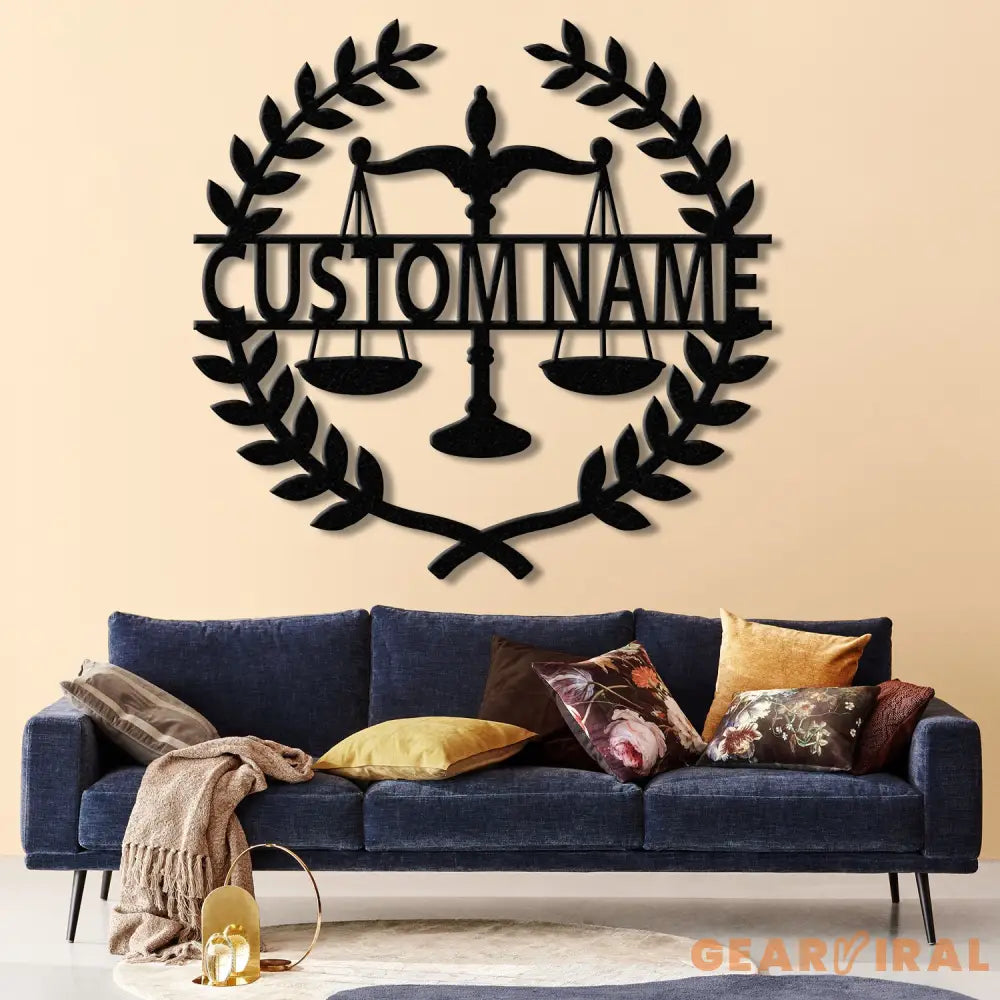 Custom Lawyer Metal Wall Art with LED Light - Attorney Sign & Scales of Justice Artwork - Law Office Decor - Lawyer
