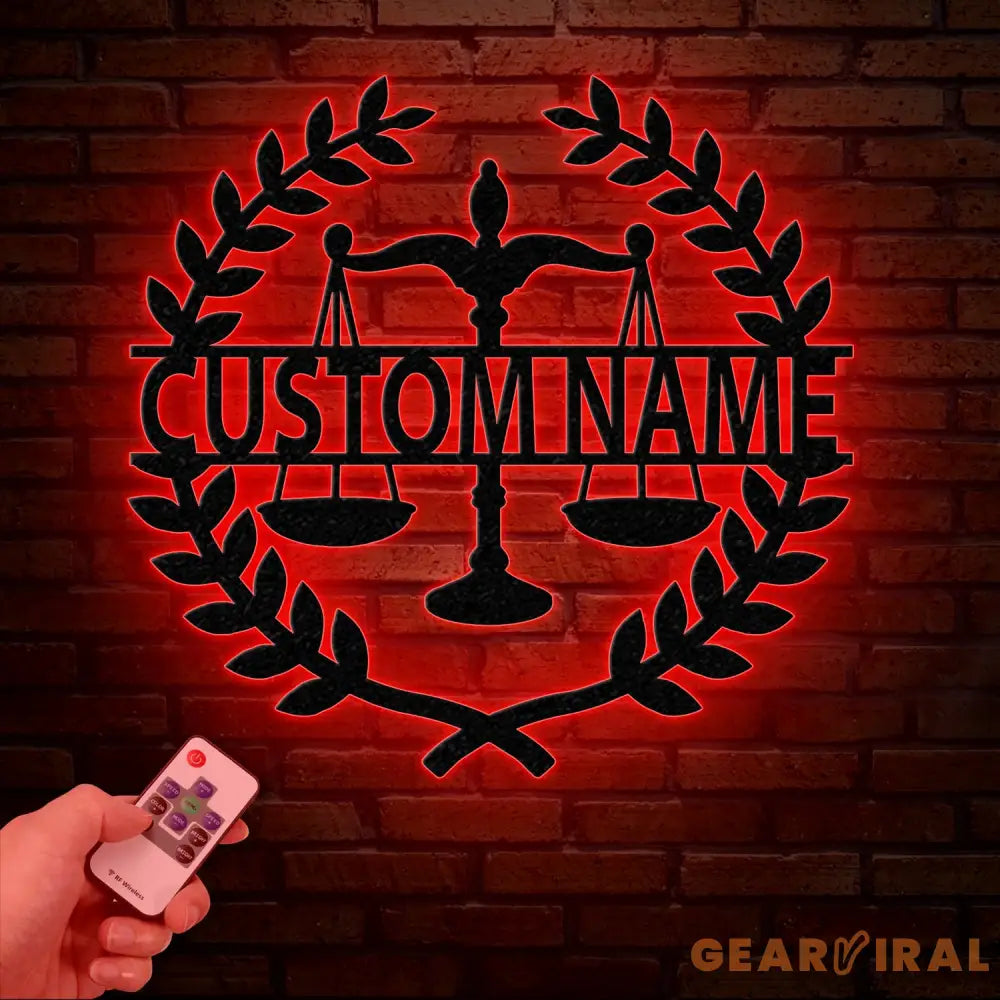 Custom Lawyer Metal Wall Art with LED Light - Attorney Sign & Scales of Justice Artwork - Law Office Decor - Lawyer
