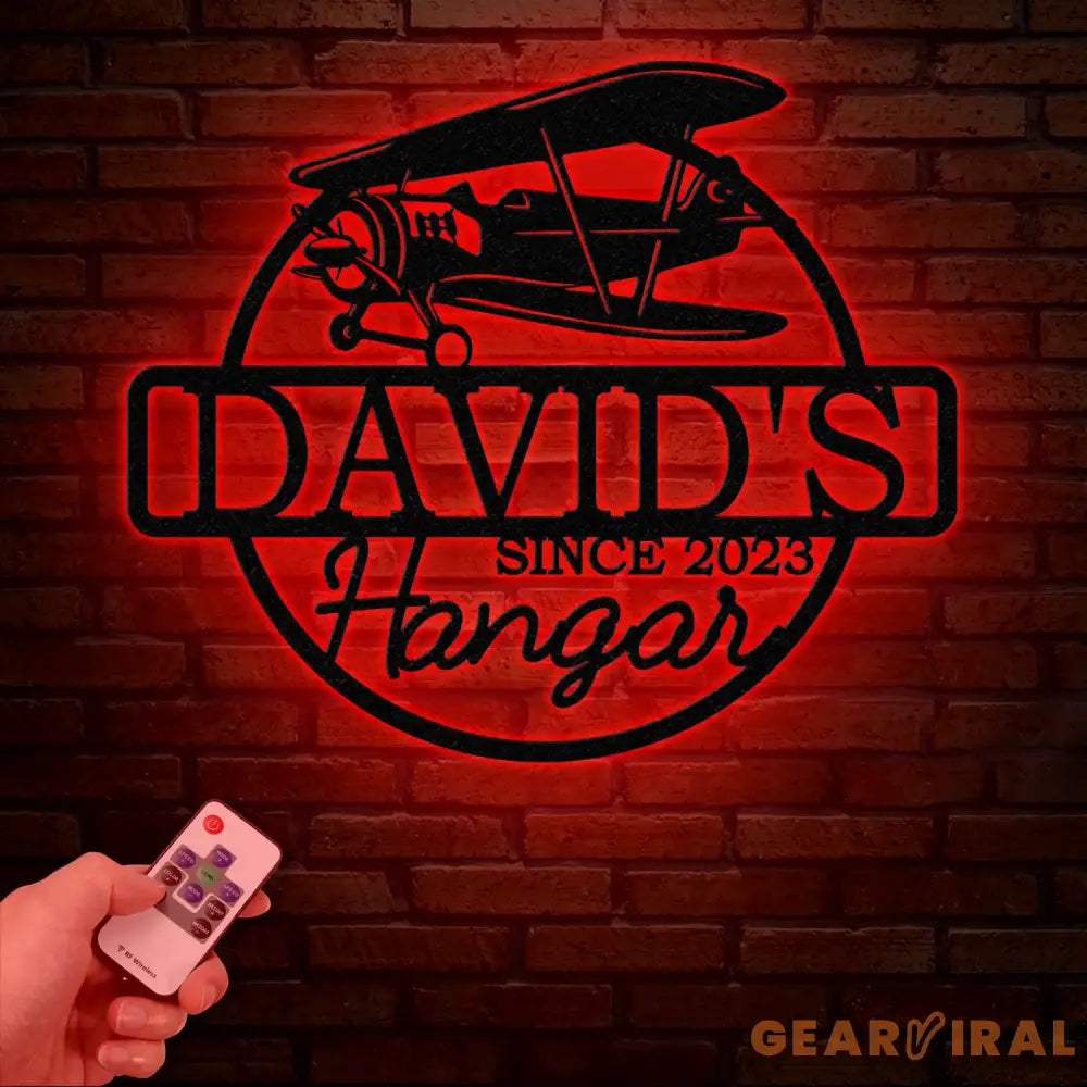 Custom LED Airplane Hangar Sign - Personalized Pilot Name Sign - Aviation Lover Wall Decor - Airplane Man Cave Sign