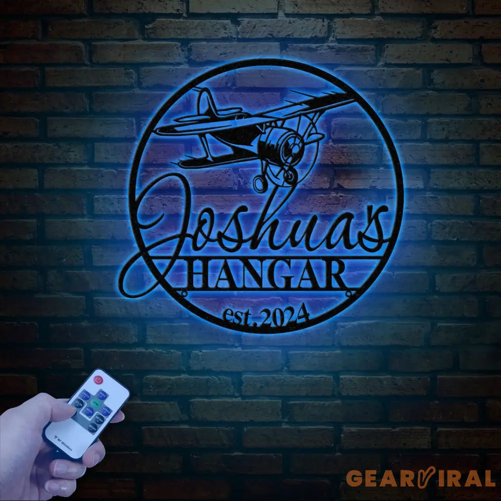 Custom LED Airplane Hangar Sign - Personalized Pilot Name Sign - Aviation Lover Wall Decor - Airplane Man Cave Sign