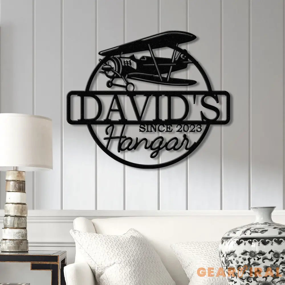 Custom LED Airplane Hangar Sign - Personalized Pilot Name Sign - Aviation Lover Wall Decor - Airplane Man Cave Sign