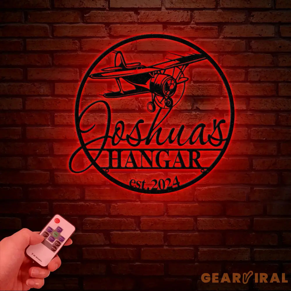 Custom LED Airplane Hangar Sign - Personalized Pilot Name Sign - Aviation Lover Wall Decor - Airplane Man Cave Sign