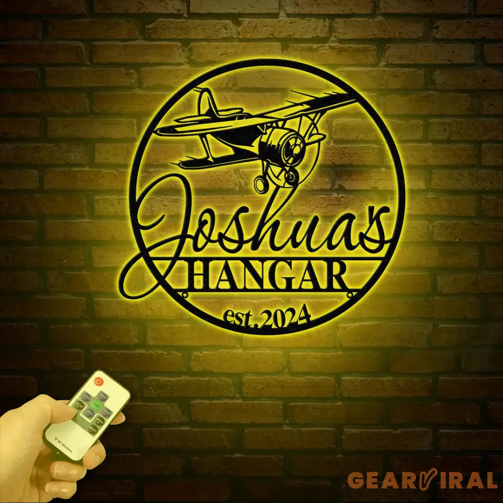 Custom LED Airplane Hangar Sign - Personalized Pilot Name Sign - Aviation Lover Wall Decor - Airplane Man Cave Sign