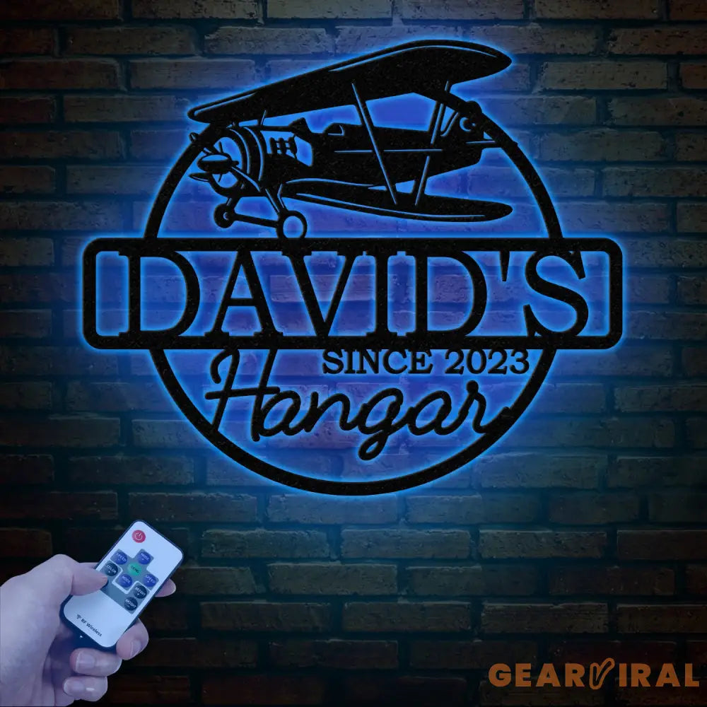 Custom LED Airplane Hangar Sign - Personalized Pilot Name Sign - Aviation Lover Wall Decor - Airplane Man Cave Sign