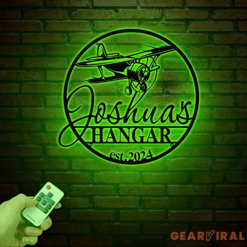 Custom LED Airplane Hangar Sign - Personalized Pilot Name Sign - Aviation Lover Wall Decor - Airplane Man Cave Sign