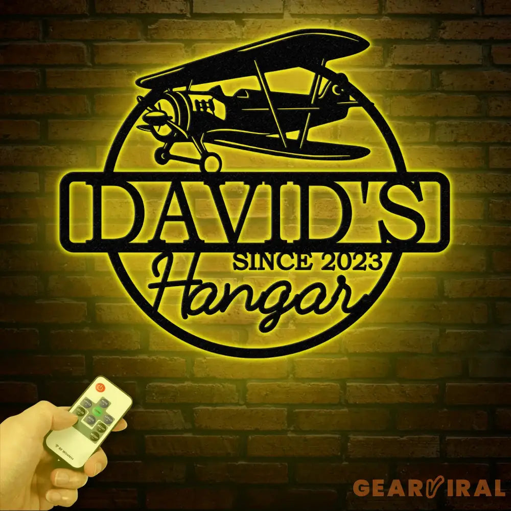 Custom LED Airplane Hangar Sign - Personalized Pilot Name Sign - Aviation Lover Wall Decor - Airplane Man Cave Sign