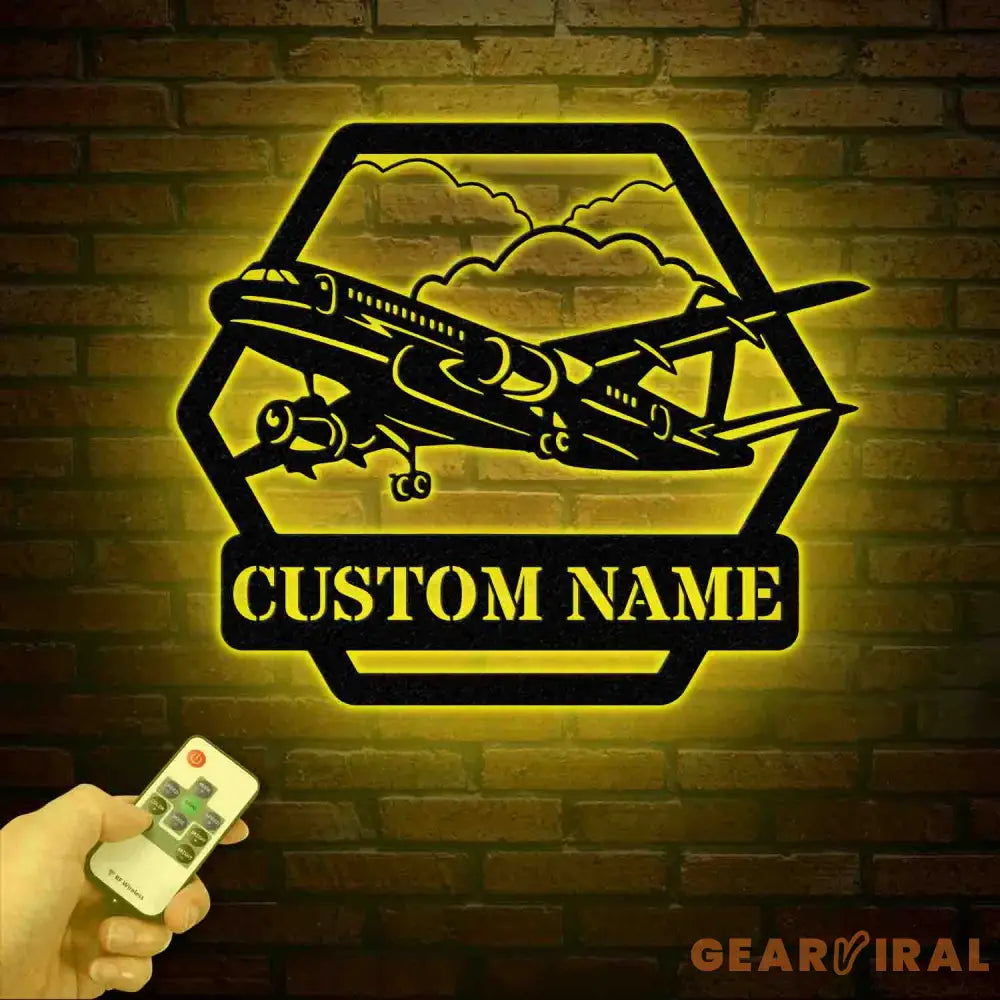 Custom LED Airplane Metal Sign Personalized Aviation Wall Art Pilot Gift Aircraft Decor Man Cave Aviation Sign Pilot