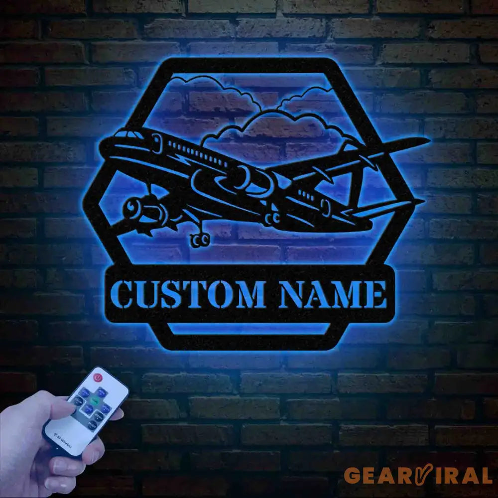 Custom LED Airplane Metal Sign Personalized Aviation Wall Art Pilot Gift Aircraft Decor Man Cave Aviation Sign Pilot