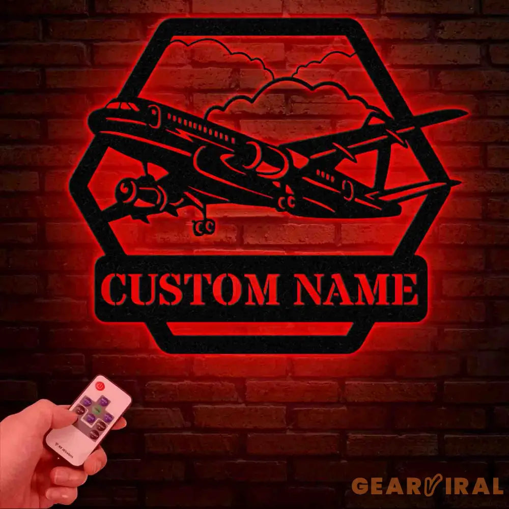 Custom LED Airplane Metal Sign Personalized Aviation Wall Art Pilot Gift Aircraft Decor Man Cave Aviation Sign Pilot