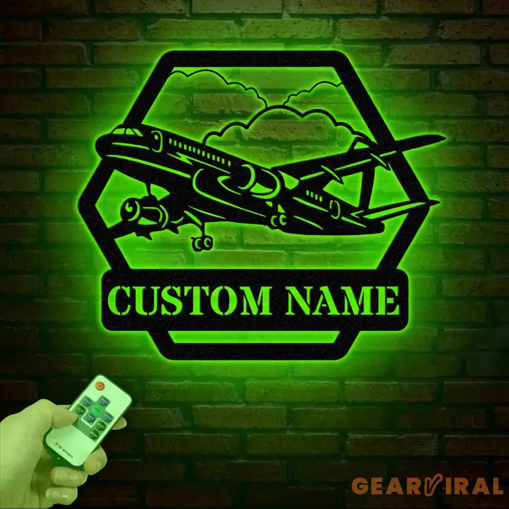 Custom LED Airplane Metal Sign Personalized Aviation Wall Art Pilot Gift Aircraft Decor Man Cave Aviation Sign Pilot