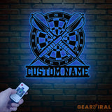 Custom LED Dartboard Metal Sign - Personalized Dart Player Name Wall Art - Game Room Decor - Sports Wall Hanging for