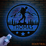 Custom LED Hiker Wall Sign - Personalized Hiking Metal Art with Name Nature Lover Wall Decor Adventure Gift for Hikers