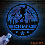 Custom LED Hiker Wall Sign - Personalized Hiking Metal Art with Name Nature Lover Wall Decor Adventure Gift for Hikers