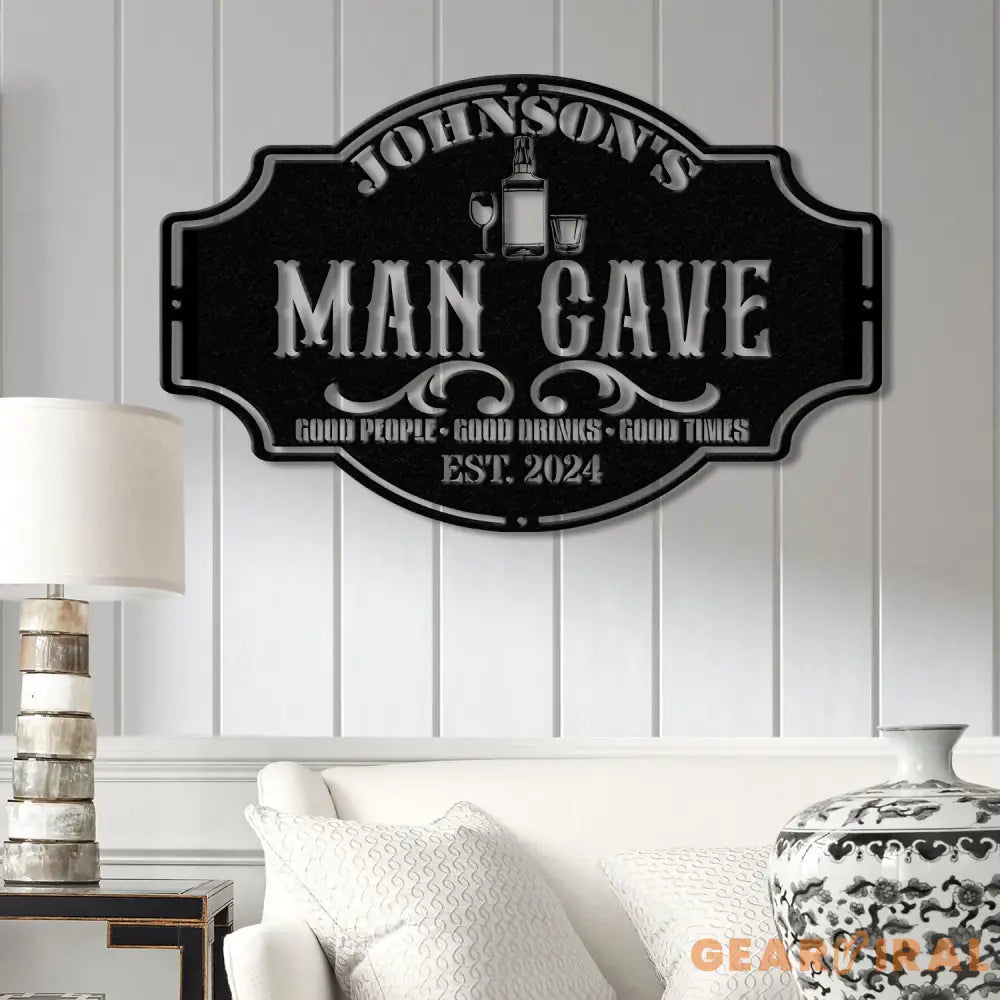 Custom LED Man Cave Metal Sign - Personalized Bar Wall Art - Unique Father’s Day Gift - Man Cave Decor with LED Lights