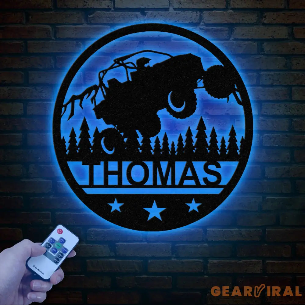 Custom LED Off-Road Jeep Wall Sign - Personalized Metal Art with Name 4x4 Jeep Decor Adventure Lover Gift for Garage or