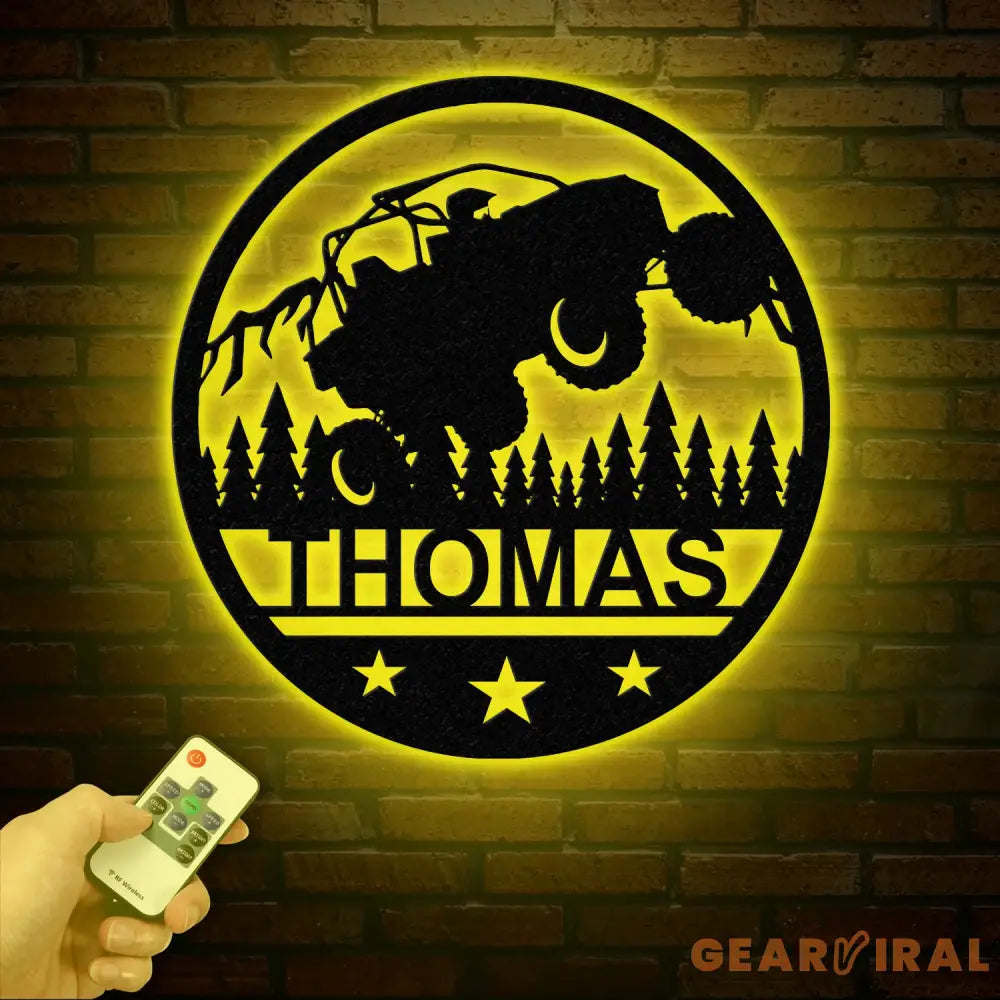 Custom LED Off-Road Jeep Wall Sign - Personalized Metal Art with Name 4x4 Jeep Decor Adventure Lover Gift for Garage or