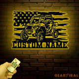 Custom LED UTV Off-Road Name Sign - Personalized Metal Wall Art for UTV Lovers American Flag Decor Perfect Garage or