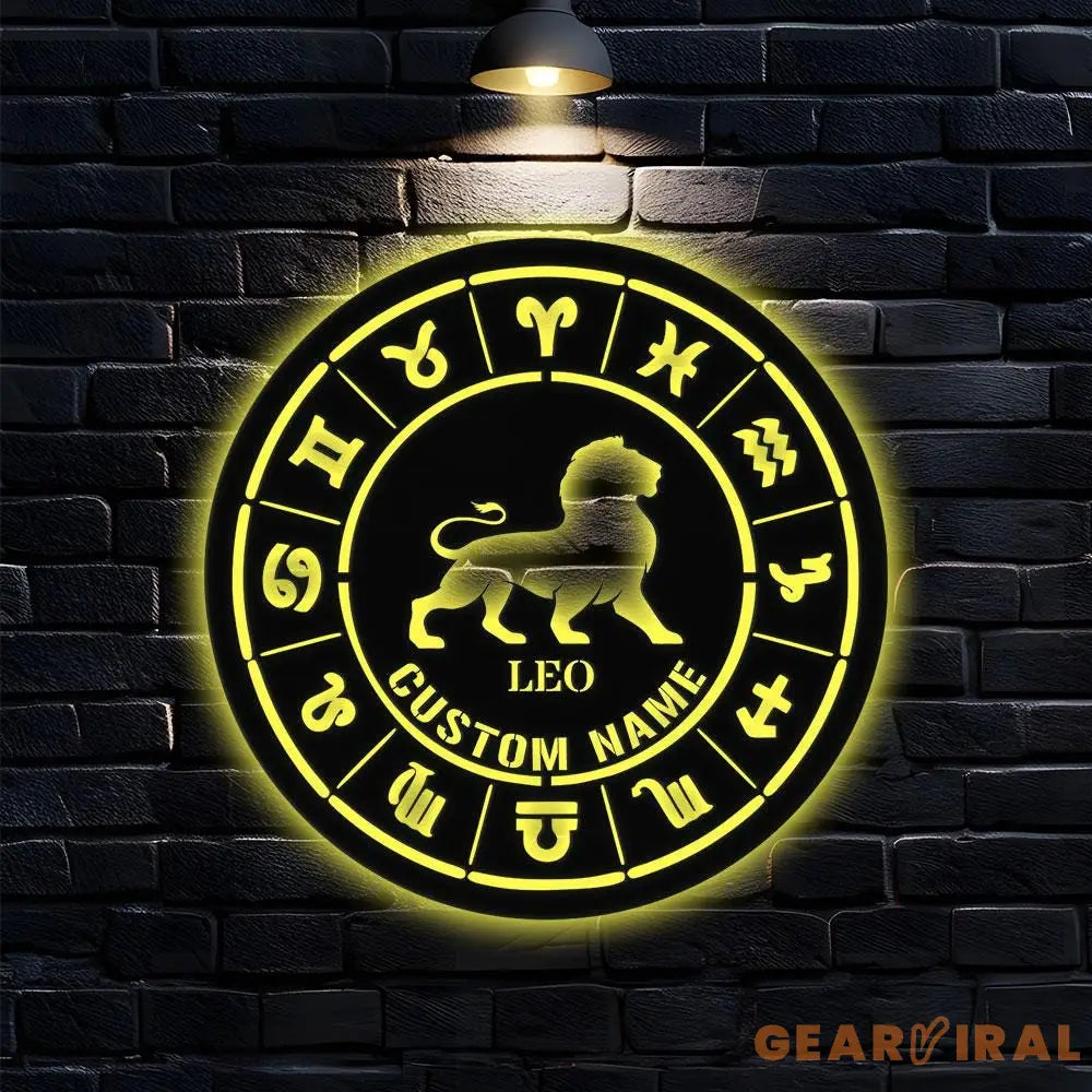 Custom Leo Zodiac Metal Wall Art Personalized Leo Zodiac Name Sign Decoration For Room Horoscope Home Decor Custom Leo