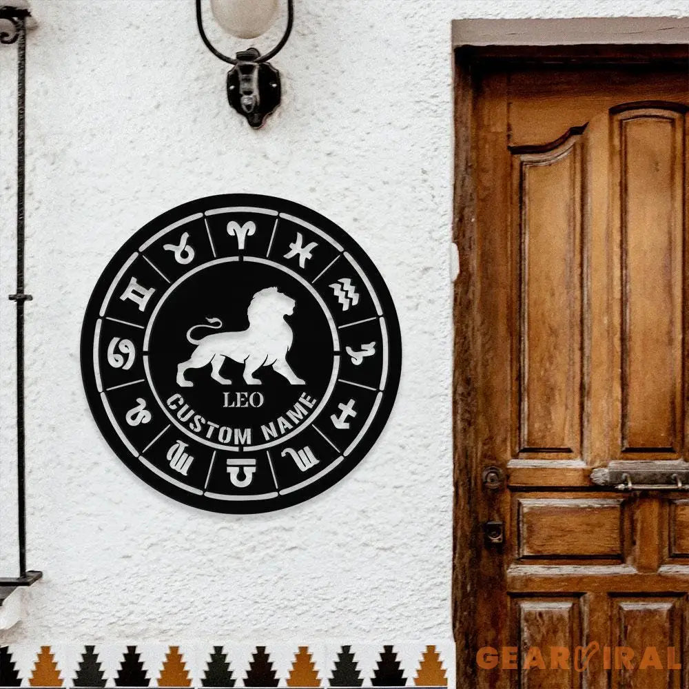 Custom Leo Zodiac Metal Wall Art Personalized Leo Zodiac Name Sign Decoration For Room Horoscope Home Decor Custom Leo