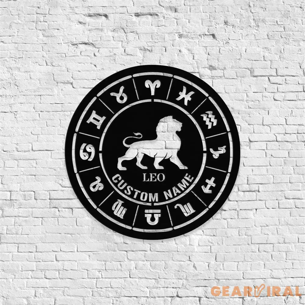 Custom Leo Zodiac Metal Wall Art Personalized Leo Zodiac Name Sign Decoration For Room Horoscope Home Decor Custom Leo