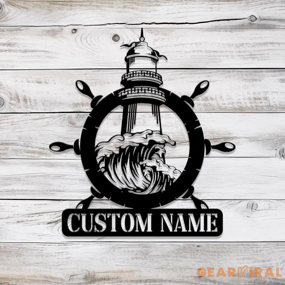 Custom Lighthouse Metal Sign with LED Light Personalized Light House Name Sign Nautical Beach House Decoration Xmas