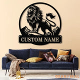 Custom Lion Metal Sign Lion Head Metal Wall Art with Led Light Personalized Lion Name Sign Lion Metal Wall Decor