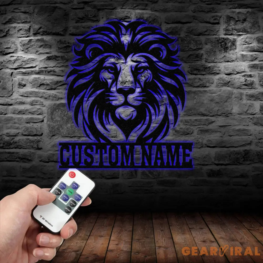 Custom Lion Metal Sign Lion Head Metal Wall Art with Led Light Personalized Lion Name Sign Lion Metal Wall Decor