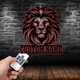 Custom Lion Metal Sign Lion Head Metal Wall Art with Led Light Personalized Lion Name Sign Lion Metal Wall Decor