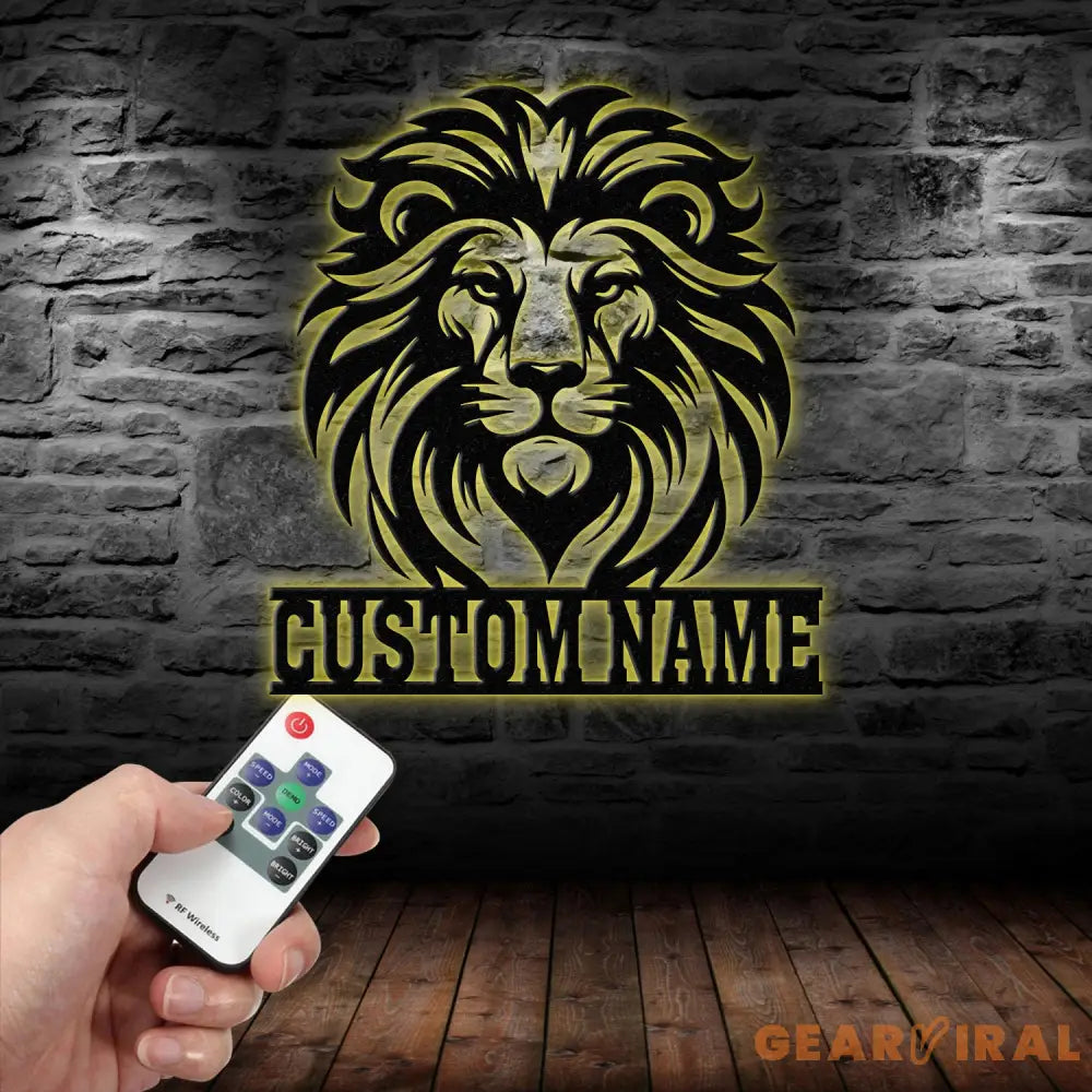 Custom Lion Metal Sign Lion Head Metal Wall Art with Led Light Personalized Lion Name Sign Lion Metal Wall Decor