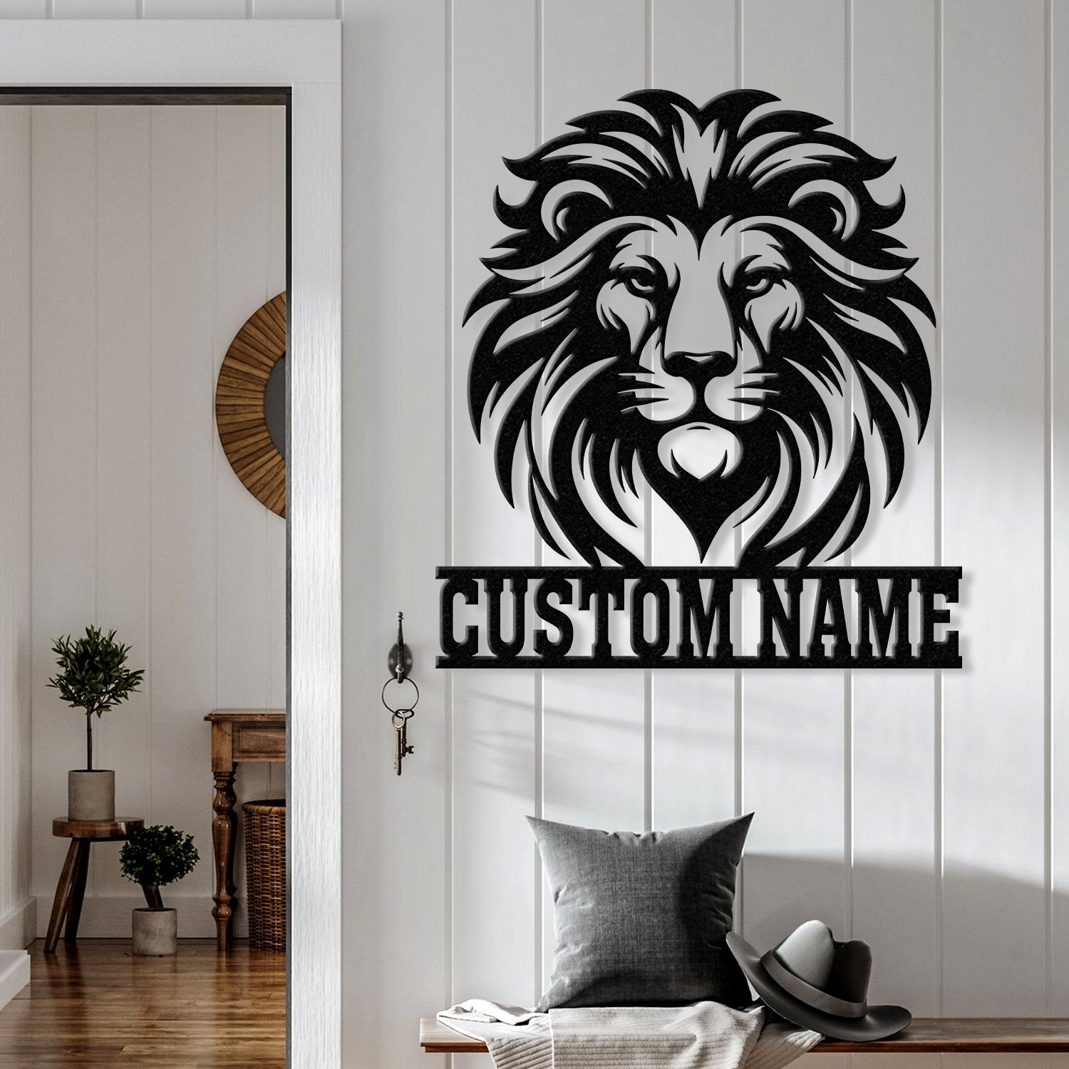 Custom Lion Metal Sign, Lion Head Metal Wall Art with Led Light, Personalized Lion Name Sign, Lion Metal Wall Decor, Nursery Wall Decor