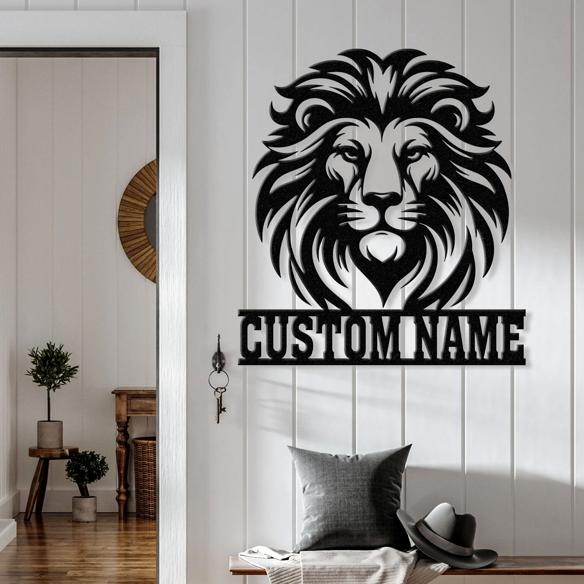 Custom Lion Metal Sign, Lion Head Metal Wall Art with Led Light, Personalized Lion Name Sign, Lion Metal Wall Decor, Nursery Wall Decor