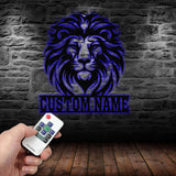 Custom Lion Metal Sign, Lion Head Metal Wall Art with Led Light, Personalized Lion Name Sign, Lion Metal Wall Decor, Nursery Wall Decor