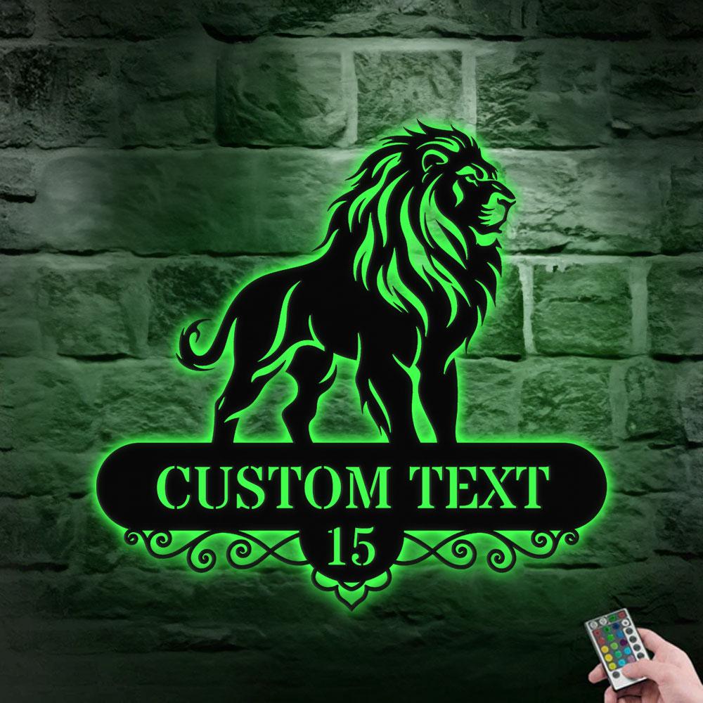 Custom Lion Metal Wall Sign with LED Lights, Personalized Lion Name Metal Sign, Family Wall Decor, Personalized Wall Art, Housewarming