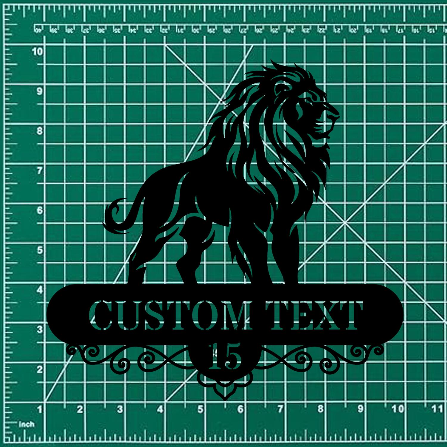 Custom Lion Metal Wall Sign with LED Lights, Personalized Lion Name Metal Sign, Family Wall Decor, Personalized Wall Art, Housewarming