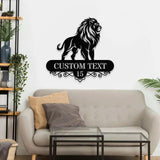 Custom Lion Metal Wall Sign with LED Lights, Personalized Lion Name Metal Sign, Family Wall Decor, Personalized Wall Art, Housewarming