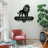 Custom Lion Metal Wall Sign with LED Lights Personalized Lion Name Metal Sign Family Wall Decor Personalized Wall Art