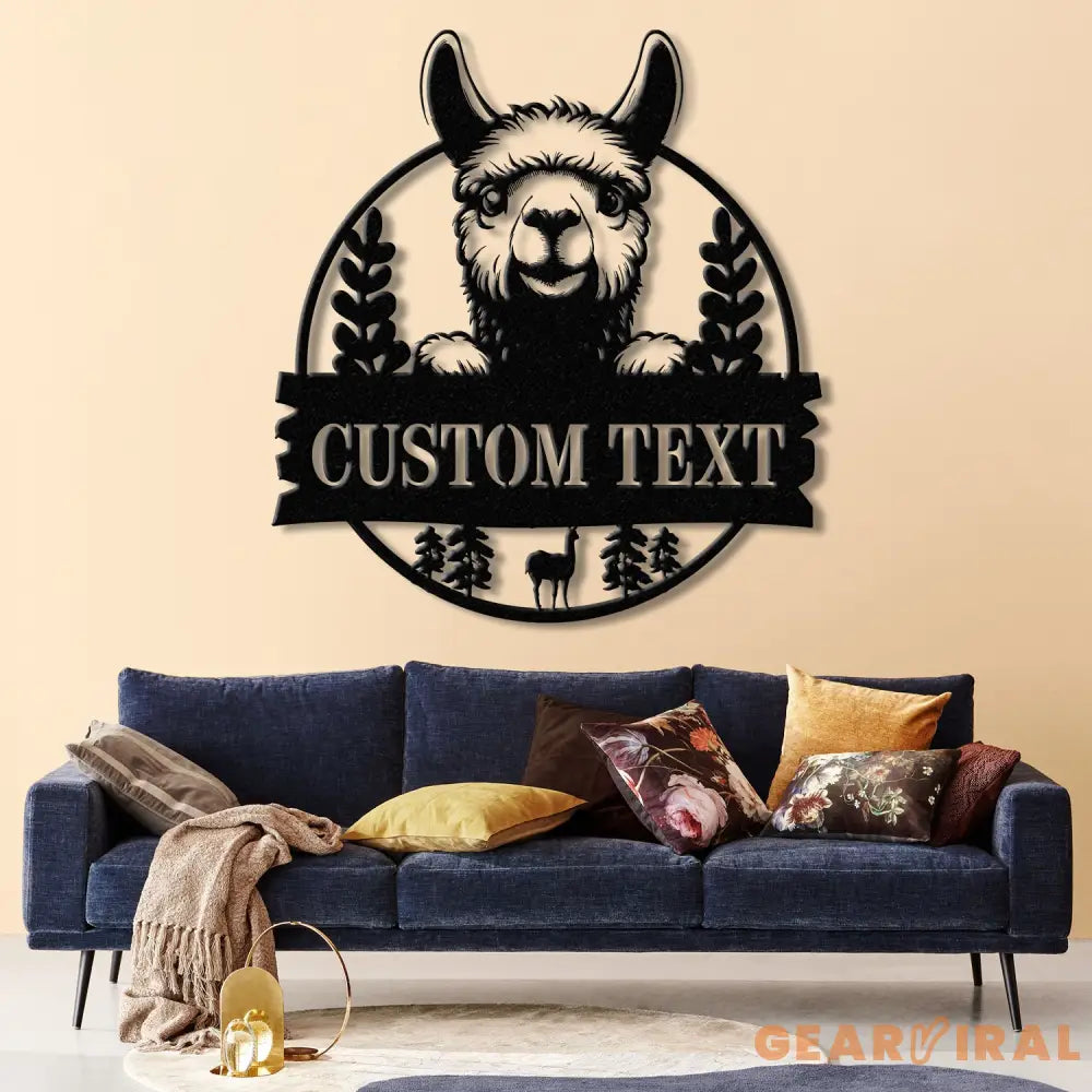 Custom Llama Metal Sign with Led Light Alpaca Metal Wall Art Personalized Llama Farm Name Sign Llama Animal Lover Sign