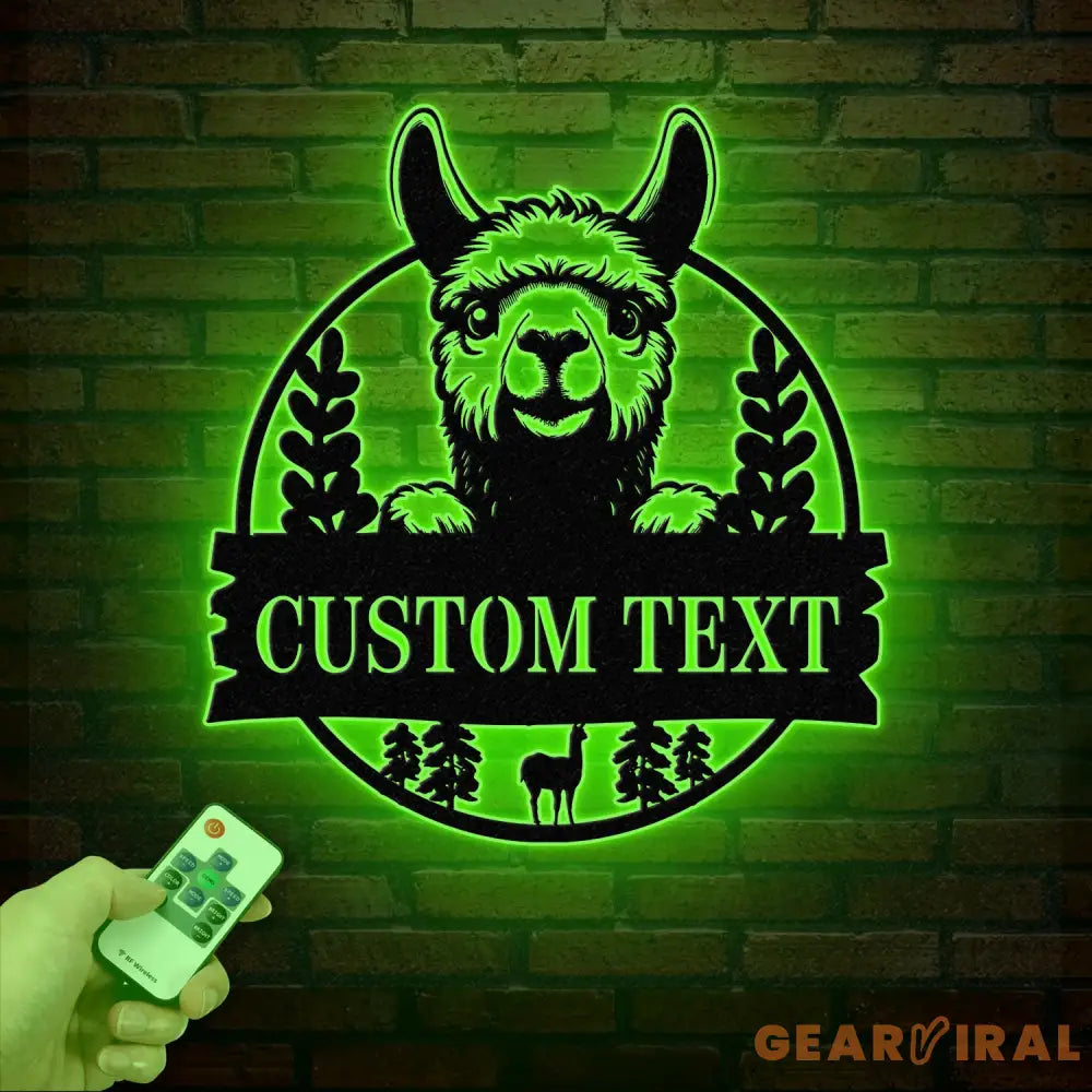 Custom Llama Metal Sign with Led Light Alpaca Metal Wall Art Personalized Llama Farm Name Sign Llama Animal Lover Sign