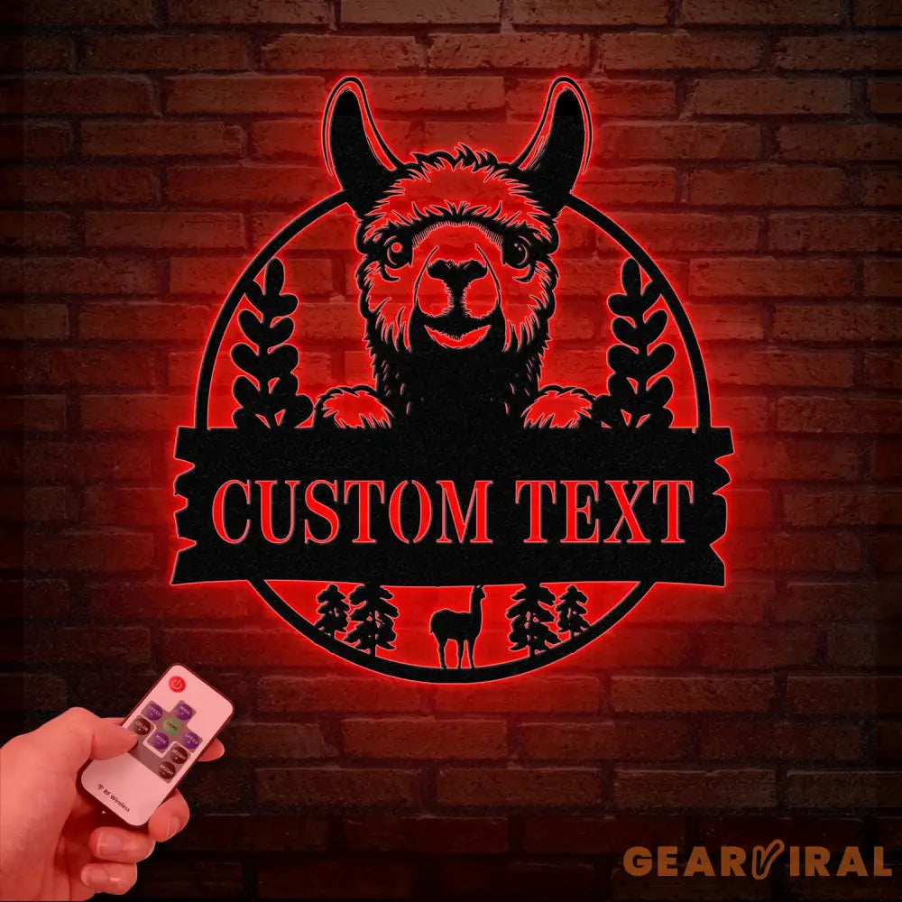 Custom Llama Metal Sign with Led Light Alpaca Metal Wall Art Personalized Llama Farm Name Sign Llama Animal Lover Sign