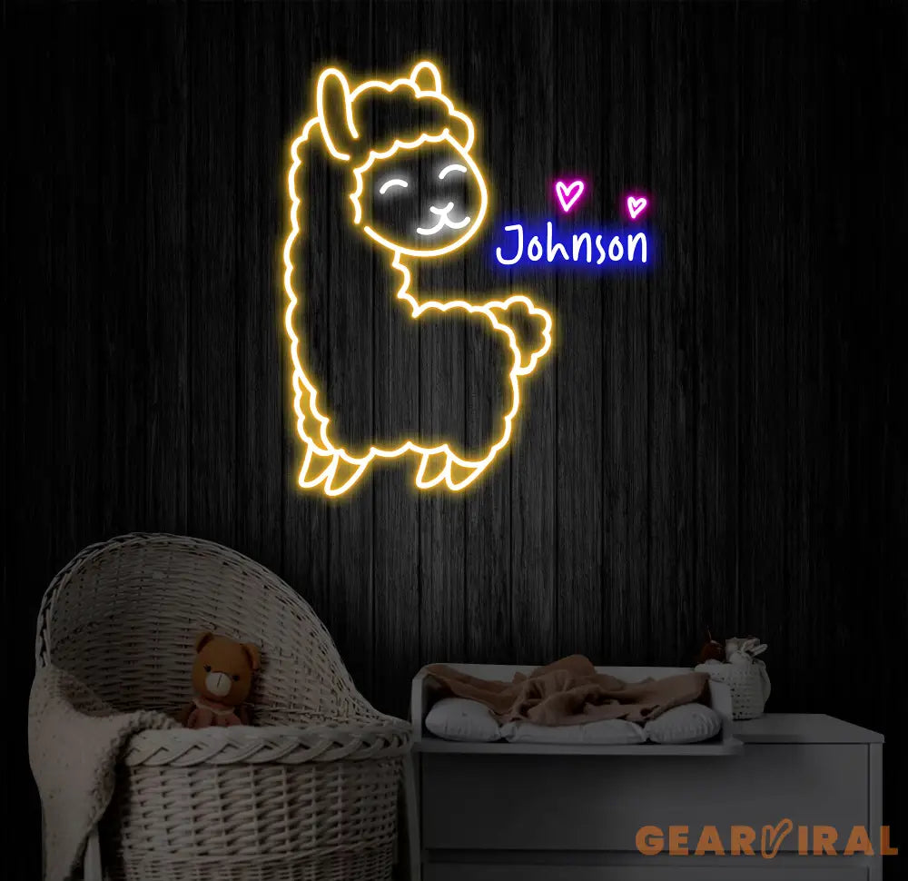 Custom Llama Neon Sign Personalized Llama LED Light Animal Lover Wall Decor Gifts for Kids Llama Room Neon Wall Art