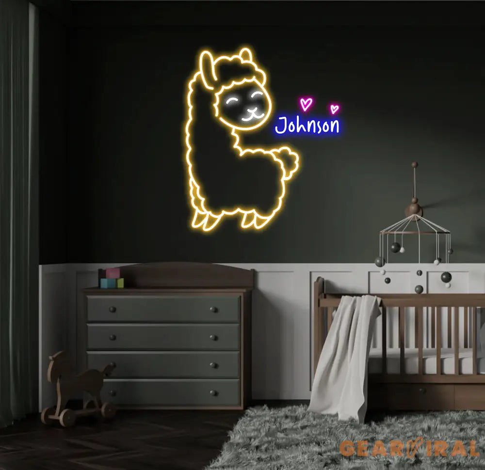 Custom Llama Neon Sign Personalized Llama LED Light Animal Lover Wall Decor Gifts for Kids Llama Room Neon Wall Art
