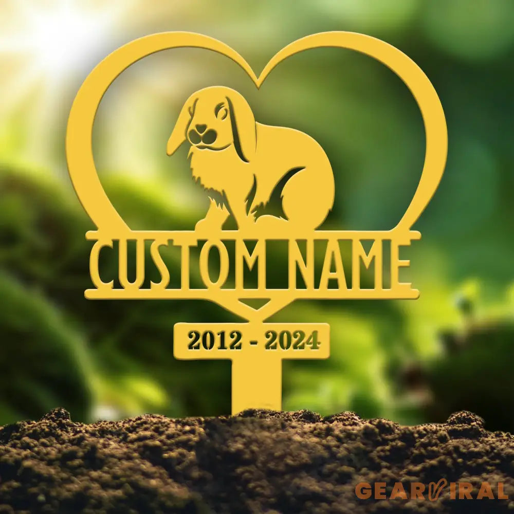 Custom Lop Rabbit Memorial Metal Stake - Pet Grave Marker Rabbit Loss Sympathy Sign Remembrance Outdoor Sign In Loving