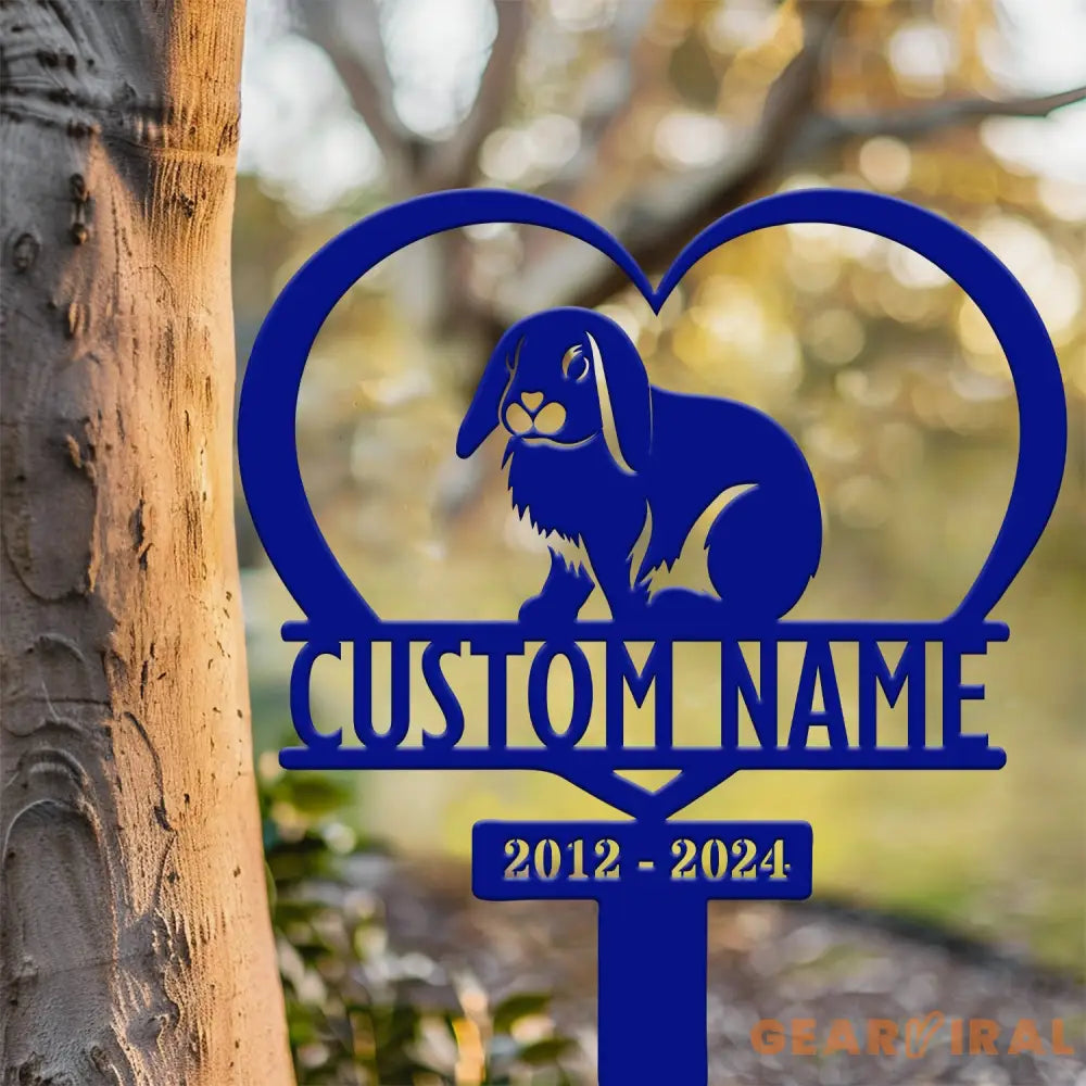 Custom Lop Rabbit Memorial Metal Stake - Pet Grave Marker Rabbit Loss Sympathy Sign Remembrance Outdoor Sign In Loving