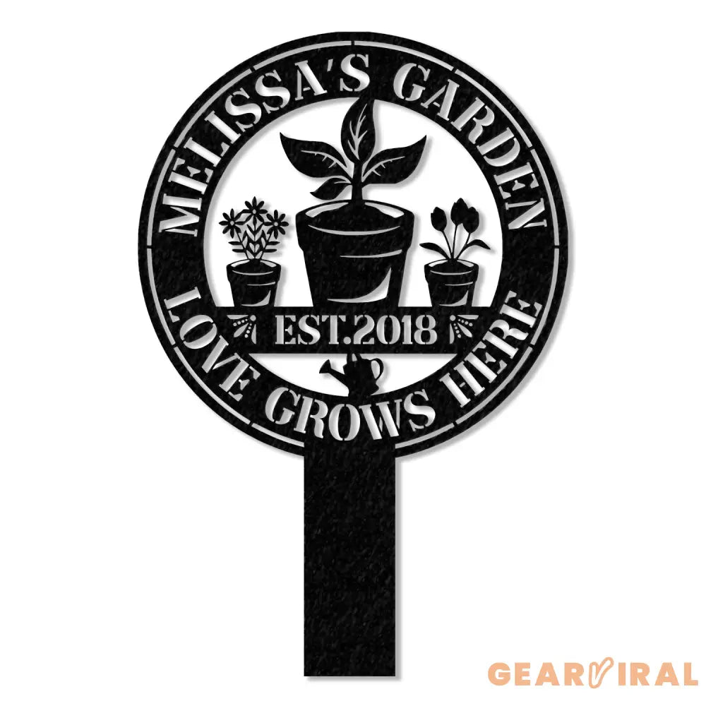Custom Love Grows Here Metal Garden Decor Stakes Garden Sign Custom Garden Name Sign - Gearviral