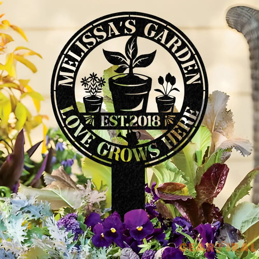 Custom Love Grows Here Metal Garden Decor Stakes Garden Sign Custom Garden Name Sign - Gearviral