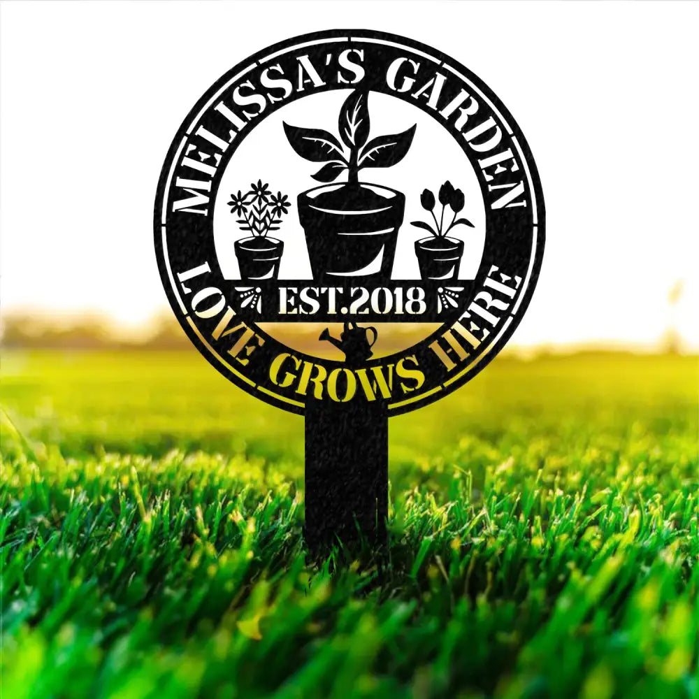 Custom Love Grows Here Metal Garden Decor Stakes Garden Sign Custom Garden Name Sign - Gearviral