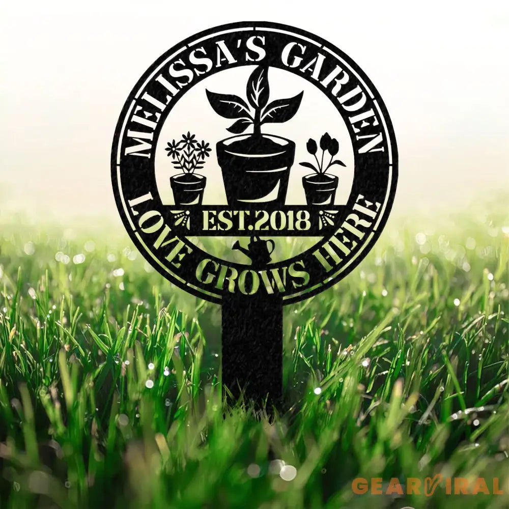 Custom Love Grows Here Metal Garden Decor Stakes Garden Sign Custom Garden Name Sign - Gearviral