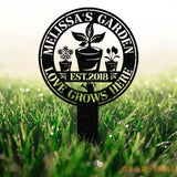 Custom Love Grows Here Metal Garden Decor Stakes Garden Sign Custom Garden Name Sign - Gearviral